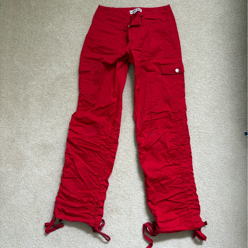 I.AM.GIA Red Parachute Pant Tie Bottoms